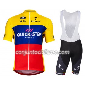 Conjunto Maillot + Culotte Corto con tirantes 2018 Quick Step Campeonato de Ecuador